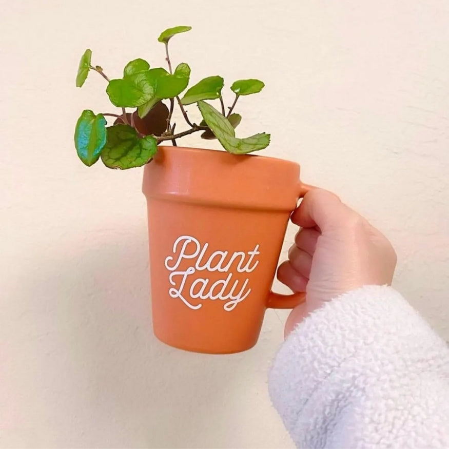 Engraved Plant Lady Terra-cotta Pot Mug