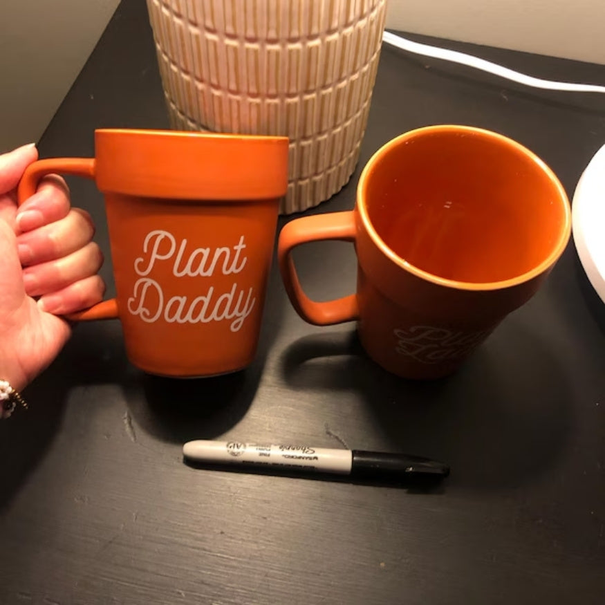 Engraved Plant Lady Terra-cotta Pot Mug