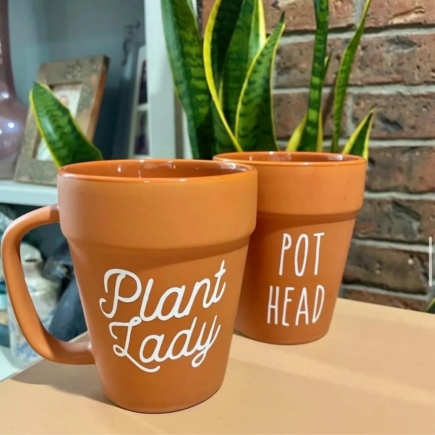 Engraved Plant Lady Terra-cotta Pot Mug