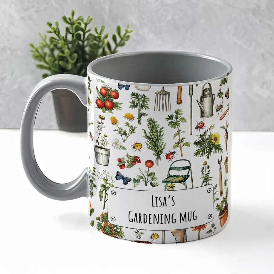 Personalized Vintage Floral Gardening Mug