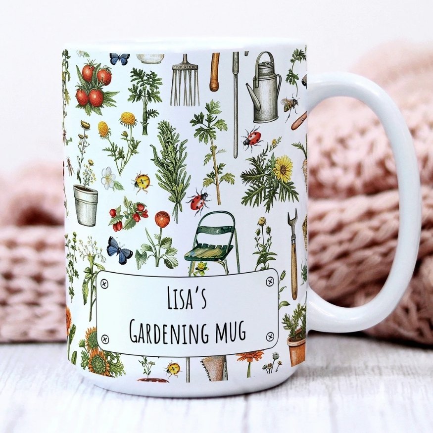 Personalized Vintage Floral Gardening Mug