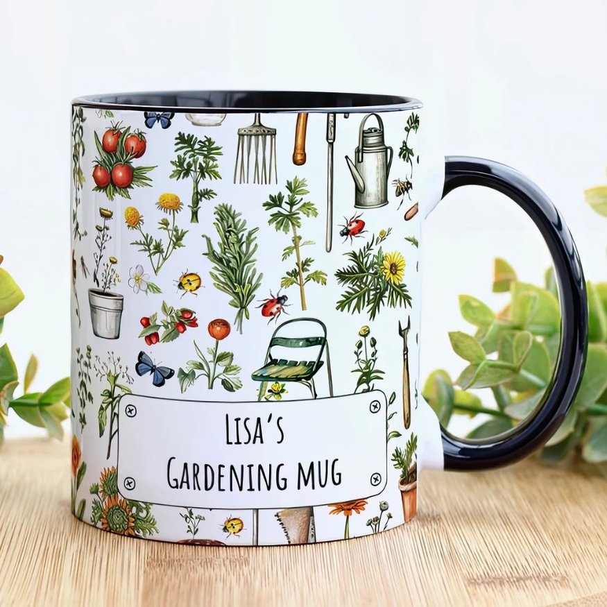 Personalized Vintage Floral Gardening Mug