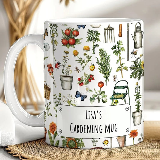 Personalized Vintage Floral Gardening Mug